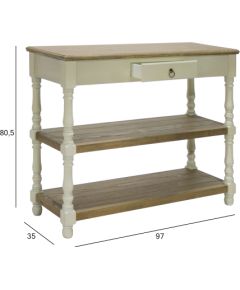 Столик вспомогательный SAMIRA 97x35xH80,5см, антично-белый/натуральный