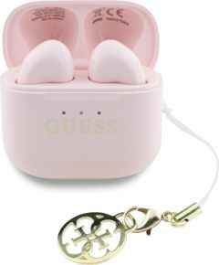 Guess Glossy Effect Printed Classic Logo & Charm Roze Bezvadu Austiņas