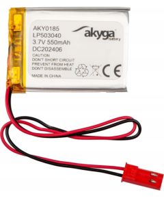 Akumulator Li-Po LP503040 Akyga AKY0185 3.7V / 550mAh PCM złącze JST 2-Pin 150mm