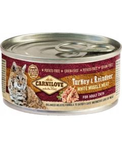 CARNILOVE Cat Turkey & Reindeer White Muscle Meat – wet food for cats – 100 g