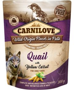 CARNILOVE Dog Pouch Quail & Yellow carrot  - wet dog food - 300g