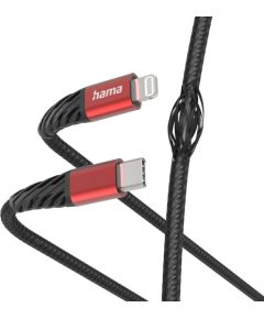 Hama 00201541 Extreme Charging Cable USB-C - Lightning 1.5m Nylon black/red