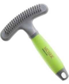 Moser Zgrzebło dla psów, dwa rzędy metalowych zębów obrotowych, 17,5cm, szarozielone