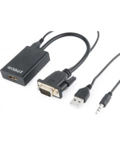 Gembird VGA Male to HDMI Female 0.15m Black + USB/AUX