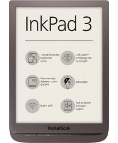 E-Reader | POCKETBOOK | InkPad 3 | 7.8" | 1872x1404 | Memory 8192 MB | 1xAudio-Out | 1xMicro-USB | Micro SD | Wireless LAN 802.11b/g/n | Dark Brown | PB740-X-WW