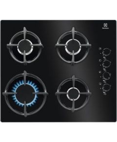 ELECTROLUX KGG6407K gāzes plīts virsma, uz stikla, 60cm, melna