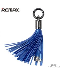 Remax RC-053i Dizaina Atsēgu piekariņš ar Apple Lightning Datu & Uzlādes Kabeli (MD818) Zils