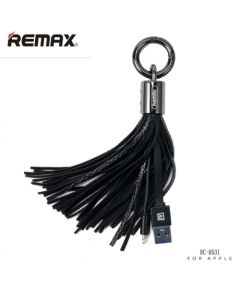 Remax RC-053i Dizaina Atsēgu piekariņš ar Apple Lightning Datu & Uzlādes Kabeli (MD818) Melns