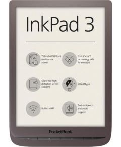 E-Reader | POCKETBOOK | InkPad 3 | 7.8" | 1872x1404 | Memory 8192 MB | 1xAudio-Out | 1xMicro-USB | Micro SD | Wireless LAN 802.11b/g/n | Dark Brown | PB740-E-WW