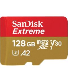 SanDisk atmiņas karte microSDXC 128GB Extreme V30 A2 + adapteris