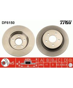 TRW Bremžu disks DF6150