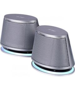 Fenda Multimedia - Speaker F&D V620	Plus Silver 4w(2w*2), 1.5'' full range Neodymium driver, With bottom radiator design for springy bass (AAS Technology), Powered by USB