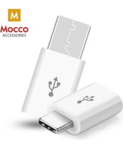 (Ir veikalā) Mocco Universāls Adapteris Micro USB(male) uz Type-C(female) USB Savienojums Balts