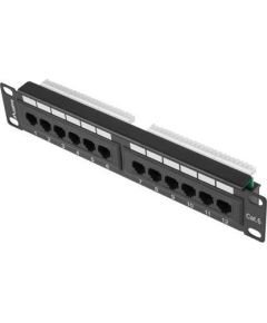 Lanberg Patch Panel 10'', 12 port 1U, cat.6, black