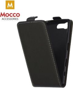 Mocco Kabura Rubber Case Vertikāli Atverams Premium Eco ādas Maks Telefonam Sony Xperia XZ Melns