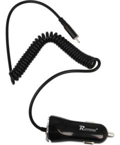 Reverse CC-21 Universāls 2.1A Micro  USB Vads 1.2m Auto Lādētajs Mobilajam Telefonam / Planšetei / GPS Melns