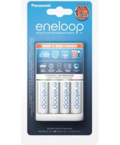 Panasonic Eneloop Battery Charger +  4 x R6/AA  K-KJ55MCC40E Ni-MH, Rapid charging option. Detection of damaged batterie., AA