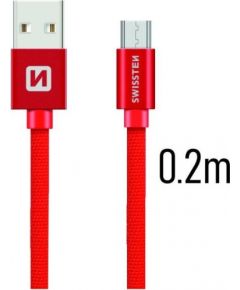 Swissten Textile Quick Charge Универсальный Micro USB Кабель данных 0.2m Красный