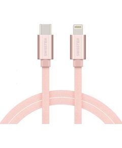 Swissten Textile USB-C To Lightning (MD818ZM/A) Datu un Uzlādes Kabelis Fast Charge / 3A / 1.2m Rozā