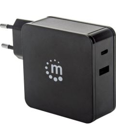 Manhattan Power Delivery charger USB-C 5-20V up to 60W USB-A 5V up to 2.4A black