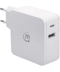 Manhattan Power Delivery charger USB-C 5-20V up to 45W USB-A 5V up to 2.4A white