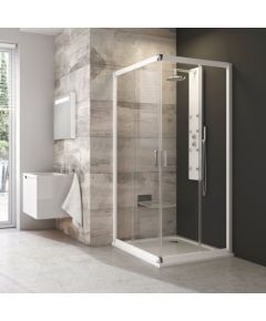 RAVAK Blix BLRV2-80 dušas stūris ar bīdāmām durvīm 80x80cm, kvadrāts, balts+ caurspīdīgs stikls