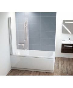 Ravak vannas siena CVS1 80 R(labā) balta + caurspīdīgs stikls