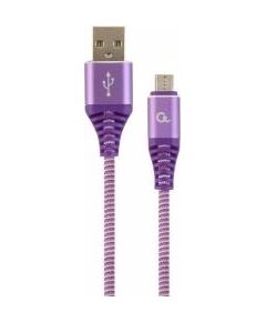 Gembird USB Male - Micro USB Male Premium cotton braided 1m Purple/White