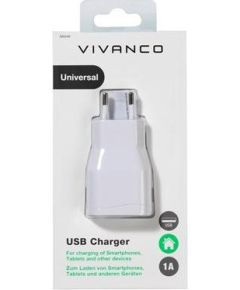 Vivanco USB lādētājs 1A, balts (38348)