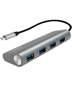 LOGILINK- USB-C 3.1 hub, 4 port, aluminum casing, grey