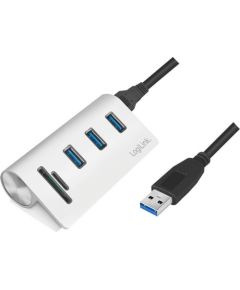 LOGILINK - USB 3.0, 3-port hub, with card reader and aluminum casing