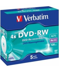 Matricas DVD-RW SERL Verbatim 4.7GB 4x 5 Pack Jewel