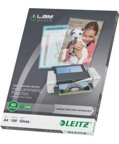 Esselte Laminēšanas kabata LEITZ, A4, 80 mikr, UDT, 100 gab./iepak.