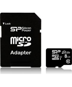 Silicon Power Elite 8GB microSDHC UHS-I 8GB GB, Micro SDHC, Flash memory class Class 10, SD