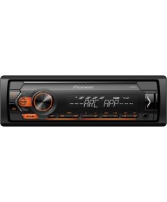 Pioneer MVH-S120UBA MOSFET 4x50W;  USB,FLAC,MP3 ;FM;AUX in;1xRCA; balts/oranžs apgaismojums     .      