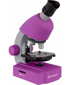 Bresser Junior 40x-640x mikroskops ar telefona statīvu (violets)