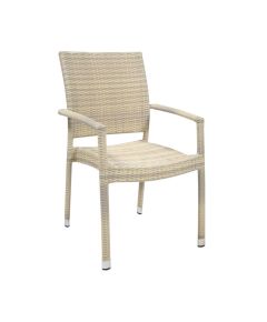 Krēsls WICKER-3, ar roku balstiem, 66x59xH92,5cm, rāmis: alumīnijs ar plastikāta pinumu, krāsa: bēšs