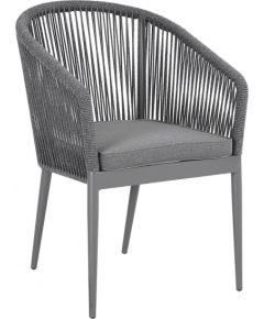 Садовый стул ECCO 57x65xH81см, серая алюминиевая рама с тканой веревкой, серая подушка