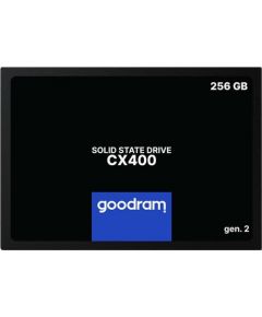 GOODRAM CX400 GEN.2 256GB SSD, 2.5” 7mm, SATA 6 Gb/s, Read/Write: 550 / 480 MB/s, Random Read/Write IOPS 65K/61,4K