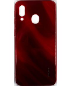 Evelatus Samsung A40 Water Ripple Full Color Electroplating Tempered Glass Case Red