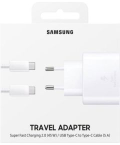 Samsung EP-TA845XWEGWW Quick Charge 3.0 / 45W Зарядное устройство + Type-C Провод / Белое (EU Blister)