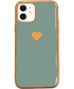 Fusion Heart Case Silikona Aizsargapvalks Priekš Apple iPhone 11 Pro Max Zaļš