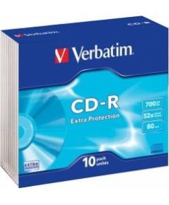 Matricas CD-R Verbatim 700MB 1x-52x Extra Protection Surface 10 Pack Slim