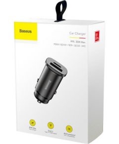 Baseus CCALL-AS01 Автомобильная зарядка USB-C / USB / 5A / 30W / QC 4.0 / PD 3.0 / SCP / AFC Черная