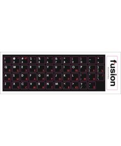 Fusion laminētas tastatūras uzlīmes RU / ENG sarkanas