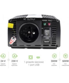 Strāvas pārveidotājs Green Cell 24V 230V, 300W/600W