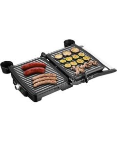 ECG ECGKG100 Contact grill, 2000W, 3 working positions - for scalloping, grilling and BBQ, Inox color / ECGKG100