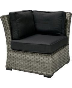 Moduļa dīvāns GENEVA ar spilveniem, stūris, 81x81xH78cm, alumīnija rāmis ar plastikāta pinumu, krāsa: tumši pelēks