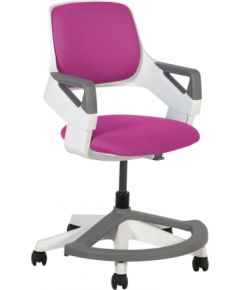 Детский рабочий стул ROOKEE 64x64xH76-93см, сиденье и спинка с обивкой, цвет: розовый, белый пластиковый корпус
