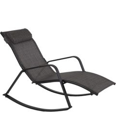 Кресло-качалка / шезлонг BOSTON 128x70x85см, сиденье и спинка: серый текстиль, черная стальная рама